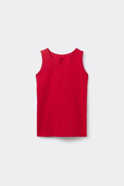 Tezenis Camiseta de tirantes anchos básica de algodón para niños unisex Unisex Rojo Tamaño 10-11