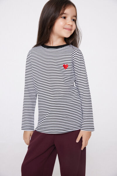 Tezenis Camiseta Manga Larga Algodón Estampado Unisex para Niños Unisex Negro Tamaño 10-11