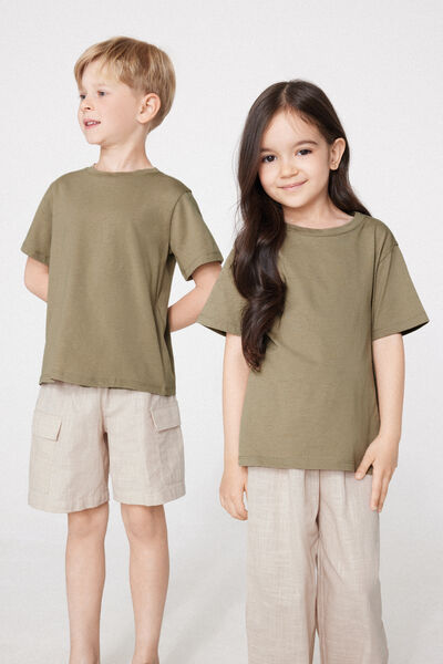 Tezenis Camiseta manga corta 100% algodón para niño unisex Unisex Verde Tamaño 10-11