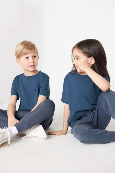 Tezenis Camiseta manga corta 100% algodón para niño unisex Unisex Azul Tamaño 10-11