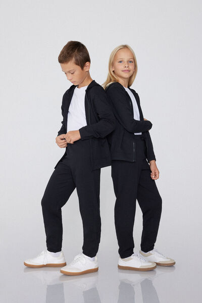 Tezenis Pantalón chándal de felpa para niños Unisex Negro Tamaño 10-11