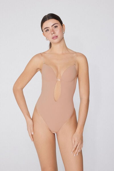 Tezenis Body tanga push-up con relleno y tirantes de silicona Mujer Natural Tamaño 1B