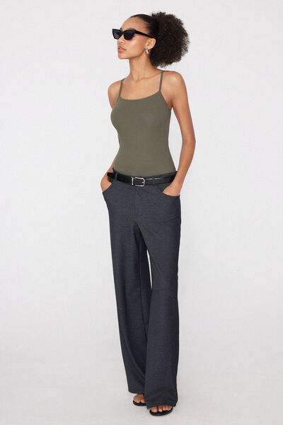 Tezenis Body con Tirantes Finos Canalé Cotton Cutie Mujer Verde Tamaño L
