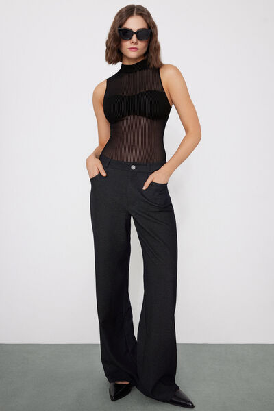 Tezenis Body Tirante Ancho Glam Rib Mujer Negro Tamaño L