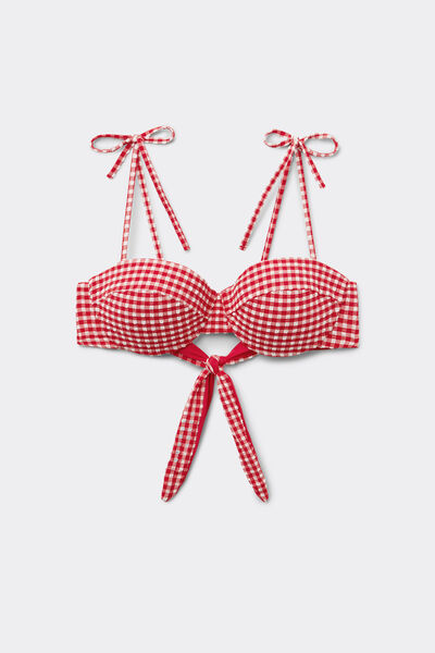 Tezenis Top Bikini Bandeau Relleno Summer Vichy Mujer Rojo Tamaño 1