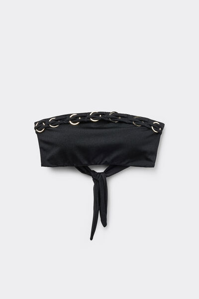 Tezenis Top Bikini Bandeau Relleno Ligero Royal Essence Mujer Negro Tamaño L