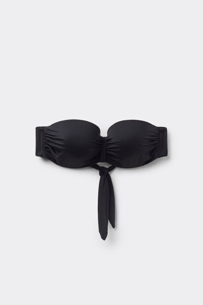 Tezenis Sujetador de Bikini Bandeau Cobertura Total Microfibra Reciclada Mujer Negro Tamaño 3