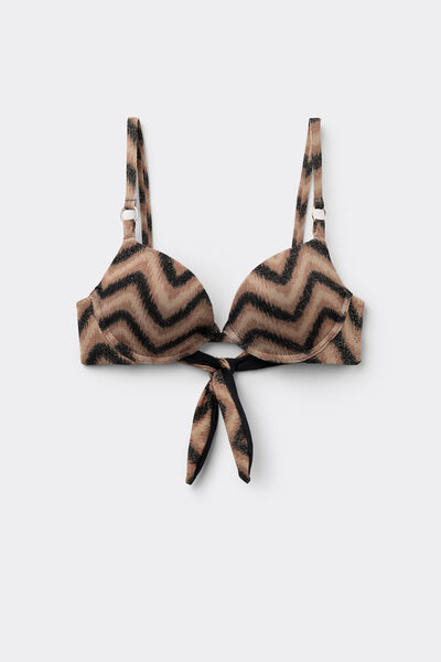 Tezenis Top Bikini Push-Up con Relleno Chevron Shine Mujer Negro Tamaño 1
