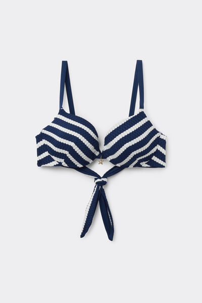 Tezenis Top Bikini Push-Up Relleno Ligero Sailor Stripes Mujer Azul Tamaño 1