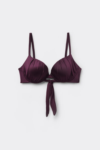 Tezenis Bikini Push-Up Relleno Ligero Shiny Glam Burdeos Mujer Violeta Tamaño 1