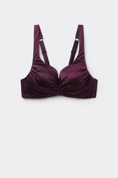 Tezenis Bikini Balconette con Relleno Ligero Shiny Glam Burdeos Mujer Violeta Tamaño 2