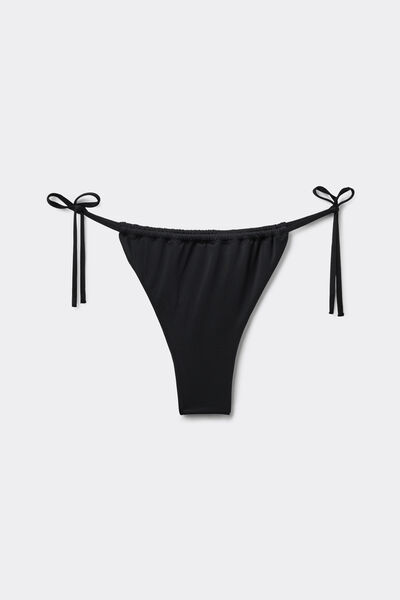 Tezenis Braguita Brasileña de Bikini Tiras Finas Microrreciclada Mujer Negro Tamaño L