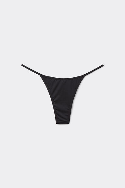 Tezenis Braguita de Bikini Tanga Cintura Alta Microfibra Reciclada Mujer Negro Tamaño L