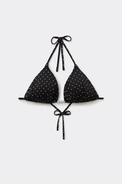 Tezenis Top Bikini Triángulo Relleno Ligero Perle Pois Mujer Negro Tamaño 1