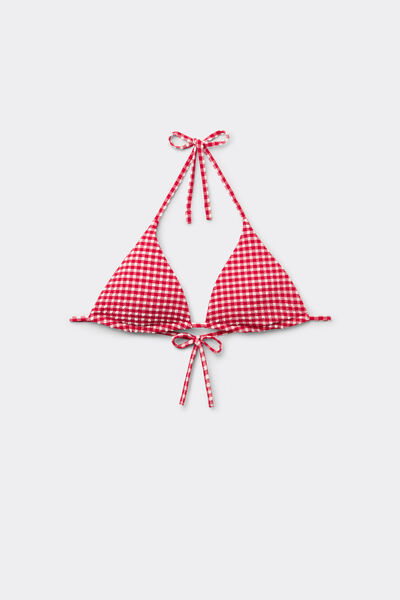 Tezenis Top Bikini Triángulo con Relleno Extraíble Summer Vichy Mujer Rojo Tamaño 1