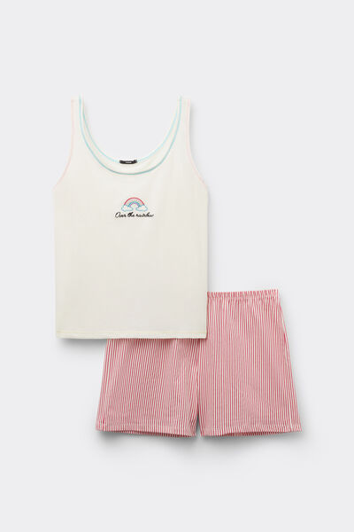 Tezenis Pijama Corto Algodón Tirante Ancho Bordado Mujer Multicolor Tamaño L