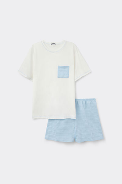 Tezenis Pijama Corto Algodón Bolsillo Mujer Azul Tamaño L