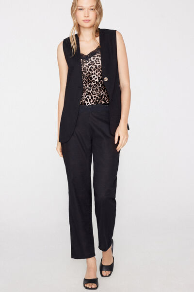 Tezenis Pantalones Largos Pitillo Tela de Algodón Mujer Negro Tamaño L