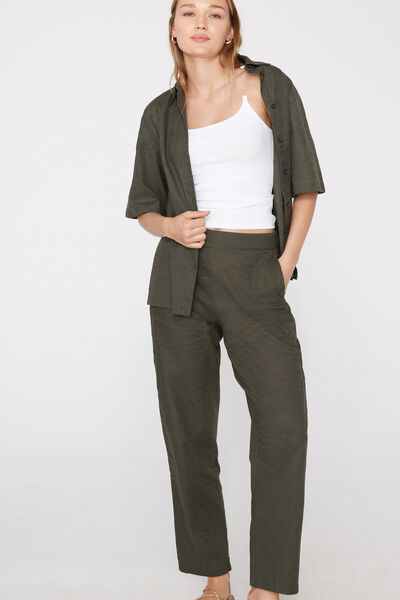 Tezenis Pantalones Largos Pitillo Tela de Algodón Mujer Verde Tamaño L