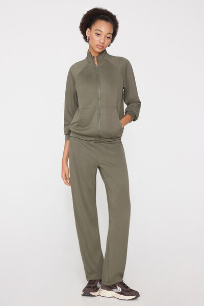 Tezenis Pantalones Largos Rectos Soft Touch Mujer Verde Tamaño L