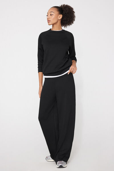 Tezenis Pantalones Largos Palazzo Soft Touch Mujer Negro Tamaño L