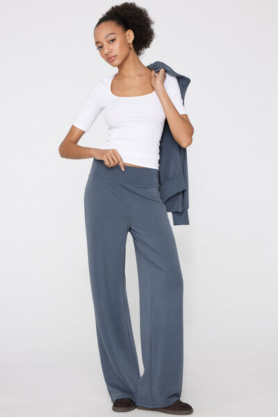 Tezenis Pantalones Largos Palazzo Soft Touch Mujer Azul Tamaño L