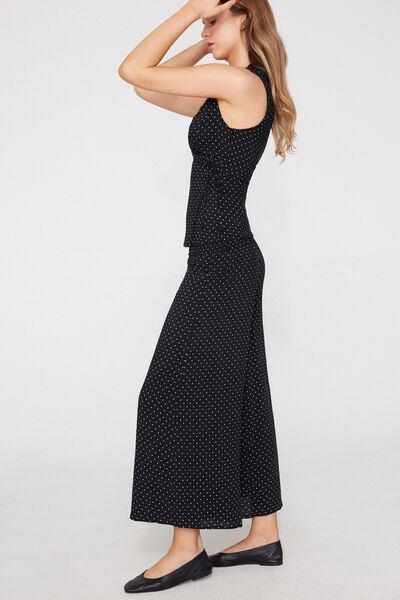 Tezenis Pantalón estilo japonés de Tela Punto Smock Mujer Negro Tamaño L