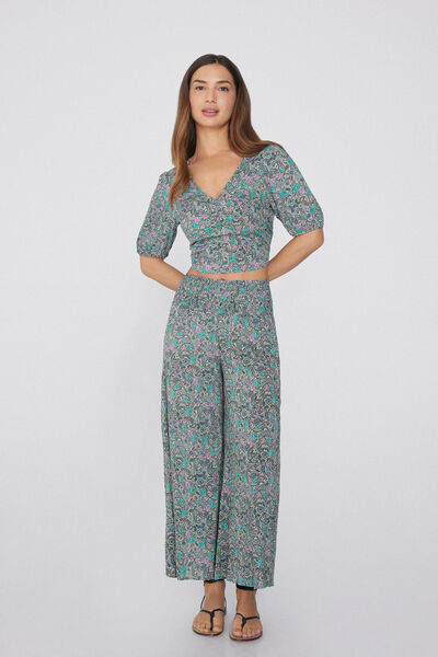 Tezenis Pantalón estilo japonés de Tela Punto Smock Mujer Azul Claro Tamaño L