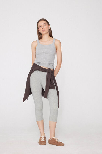 Tezenis Leggings Capri de Algodón Orgánico Mujer Gris Tamaño L