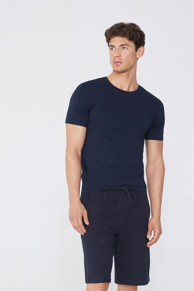 Tezenis Camiseta de Algodón Orgánico Elástico Hombre Azul Tamaño L