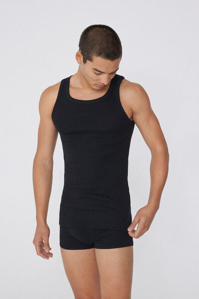 Tezenis Camiseta de tirantes anchos de algodón hombre Hombre Negro Tamaño S
