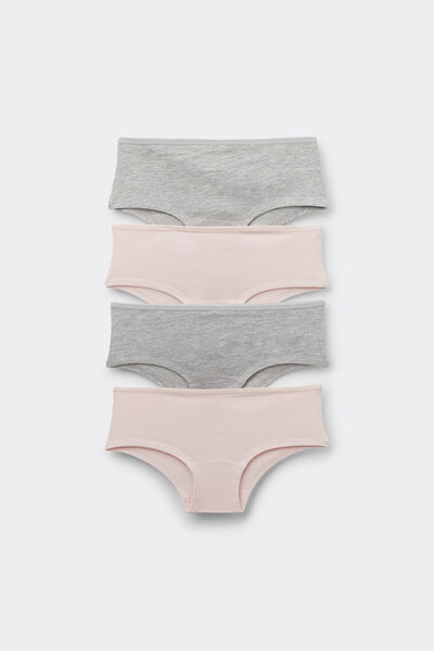 Tezenis 4 Culottes Niña Algodón Basic Chica Gris Claro Tamaño 10-11