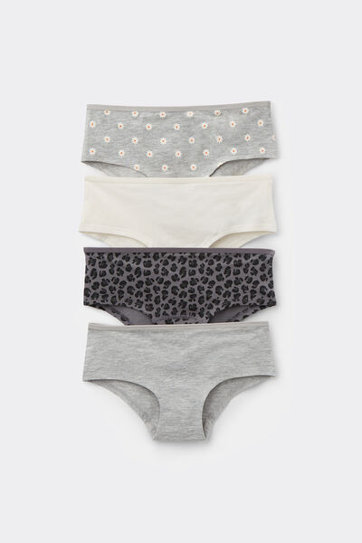 Tezenis 4 Culottes Niña Algodón Estampado Chica Gris Tamaño 10-11