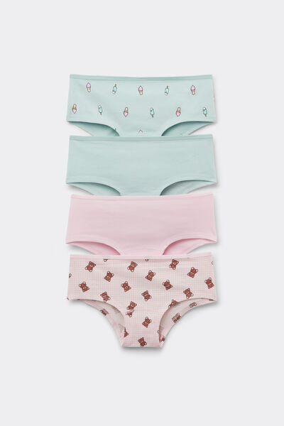Tezenis 4 Culottes Niña Algodón Estampado Chica Rosa Tamaño 10-11