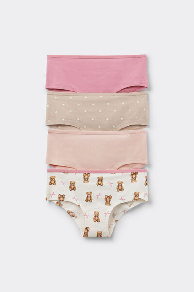 Tezenis 4 Culottes Niña Algodón Estampado Chica Blanco (avorio) Tamaño 10-11
