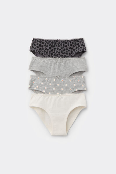 Tezenis 4 Braguitas niña algodón estampado Chica Gris Tamaño 10-11