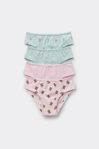 Tezenis 4 Braguitas niña algodón estampado Chica Rosa Tamaño 10-11