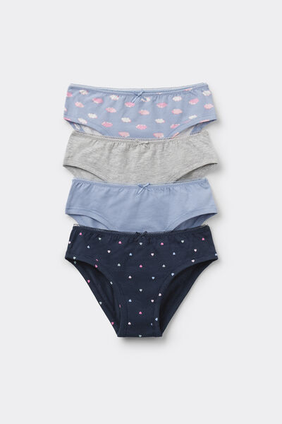 Tezenis 4 Braguitas niña algodón estampado Chica Azul Tamaño 10-11