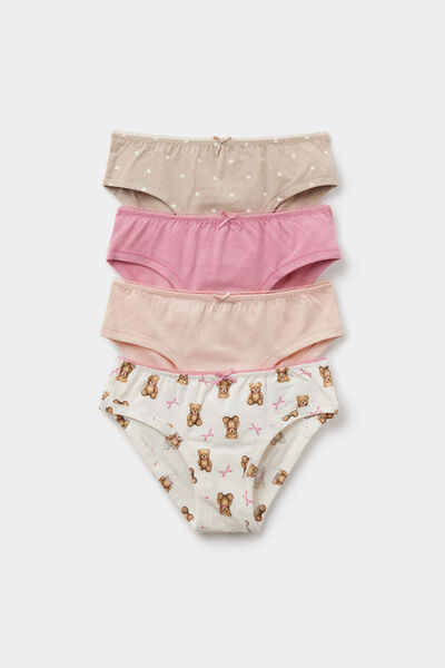 Tezenis 4 Braguitas niña algodón estampado Chica Blanco (avorio) Tamaño 10-11