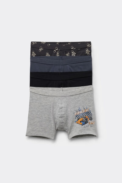 Tezenis 4 Bóxers de Algodón para Niño Estampados Niño Gris Tamaño 10-11