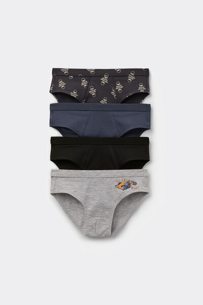 Tezenis 4 Calzoncillos de Algodón para Niño Estampados Niño Gris Tamaño 10-11