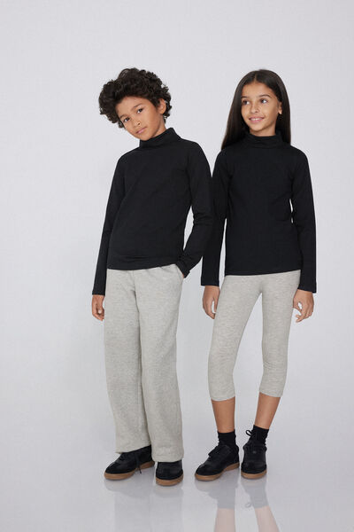 Tezenis Camiseta térmica de manga larga y cuello alto para niños Unisex Negro Tamaño 10-11
