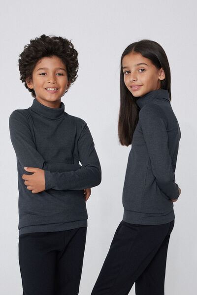 Tezenis Camiseta térmica de manga larga y cuello alto para niños Unisex Gris Tamaño 10-11