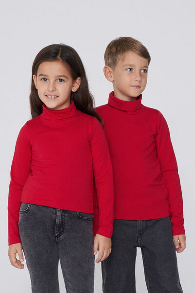 Tezenis Camiseta térmica de manga larga y cuello alto para niños Unisex Rojo Tamaño 10-11