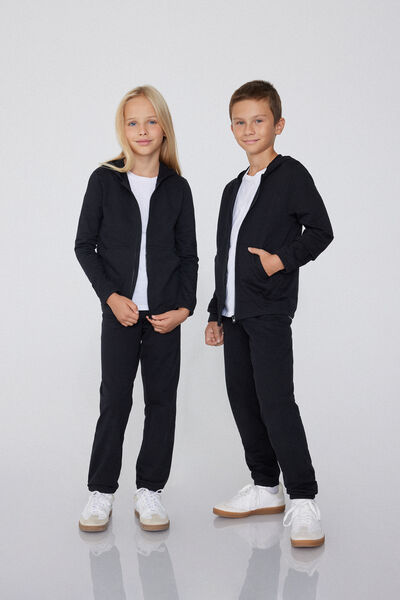 Tezenis Sudadera de Algodón con Capucha y Cremallera Unisex para Niños Unisex Negro Tamaño 10-11
