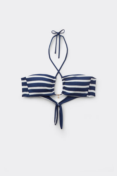 Tezenis Top Bikini Brasier Relleno Extraíble Sailor Stripes Mujer Azul Tamaño L