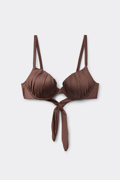 Tezenis Top Bikini Push-Up Relleno Ligero Shiny Glam Choco Mujer Marrón Tamaño 5
