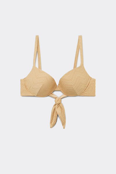 Tezenis Top Bikini Push-Up Relleno Ligero Sparkling Touch Dorado Mujer Natural Tamaño 1