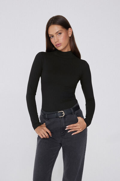 Tezenis Camiseta manga larga cuello cisne Invisible Therm Mujer Negro Tamaño L