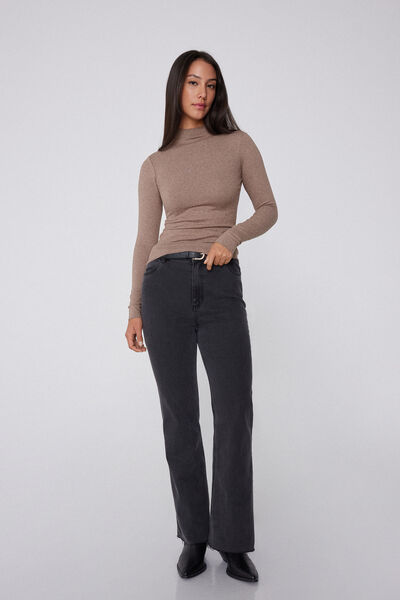 Tezenis Camiseta manga larga cuello cisne Invisible Therm Mujer Marrón Tamaño L